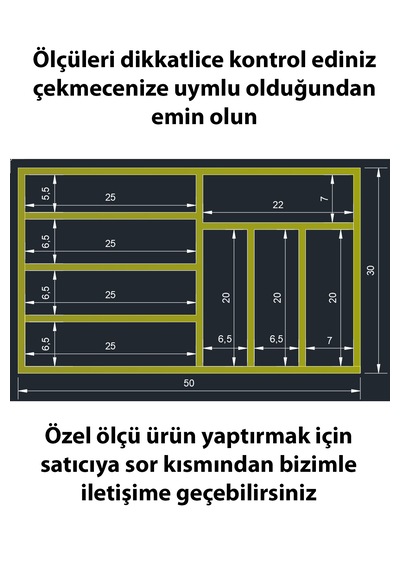 50x30 Cm Ahşap Kaşıklık Çekmece İçi Organizer Doğal Ahşap Mutfak Düzenleyici
