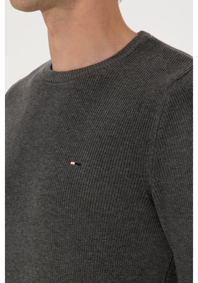 U.S. Polo Assn. Erkek Slim Fit Bisiklet Yaka Antrasit Melanj Basic Kazak 50313667-VR081