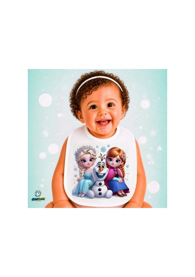Elsa Frozen Keten Bebek Mama Önlüğü Yumuşak - Emici - Yıkanabilir - Özel Tasarım P054 Çok Renkli