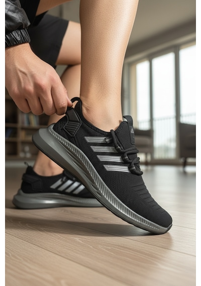 Enoch Ortopedik Ultra Hafif Şeritli Fileli Çoraplı Sneaker Spor Ayakkabı Siyah - Füme Enoch Ortopedik Ultra Hafif Şeritli Fileli Çoraplı Sneaker Spor Ayakkabı Siyah - Füme