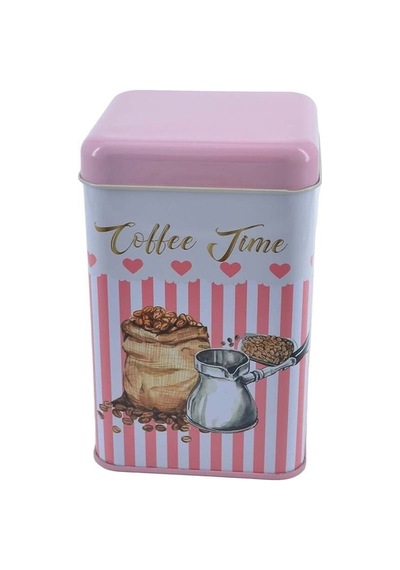 Sprinkles Coffee Time Desenli Kare Metal Saklama Kabı 10.5 x 10.5 x 16 CM 1.7 L Çok Renkli