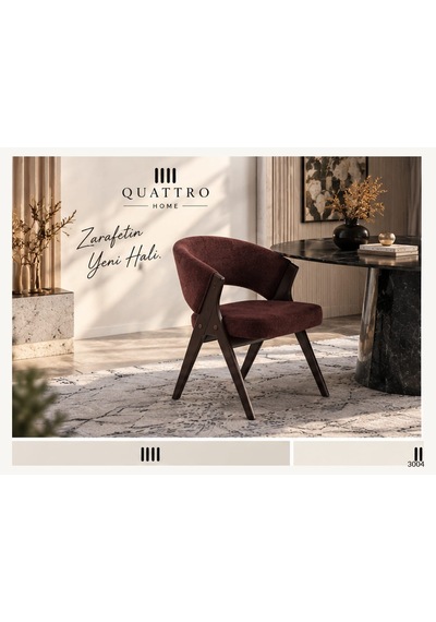 Lavenza 3004 Döşemeli Kollu Sandalye Abanoz - Beyaz