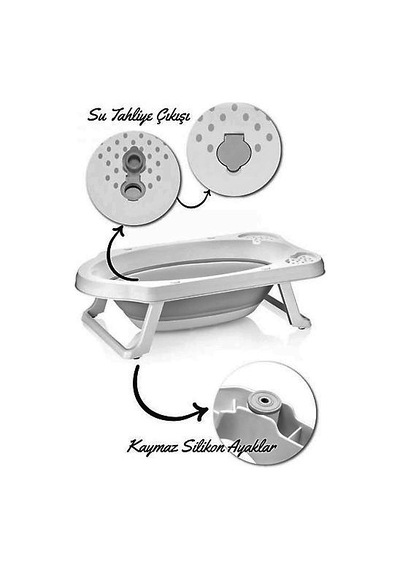 Hobby Life Katlanır Küvet Ve Bebek Yıkama Banyo Seti Antrasit Gri