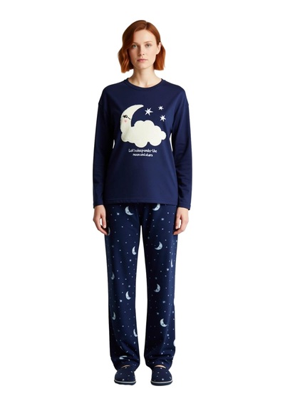 Ersefa Kız Çocuk Galaksi Baskılı Polar Pijama Fonksiyonel Dayanıklı Kali lacivert