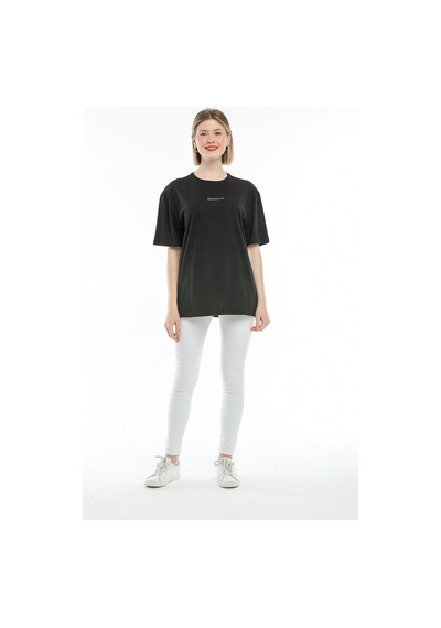 Superlife Süperlife Kadın Bisiklet Yaka Standart &regular Fit Brookyln Baskılı Tişort Spr21yk27 Black