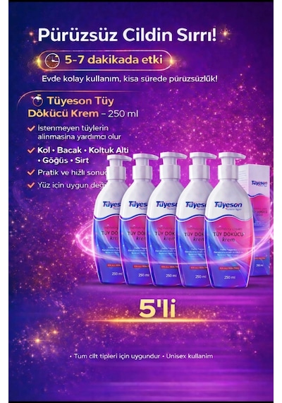 Tüyeson Tüy Dökücü Krem 5 x 250 ML