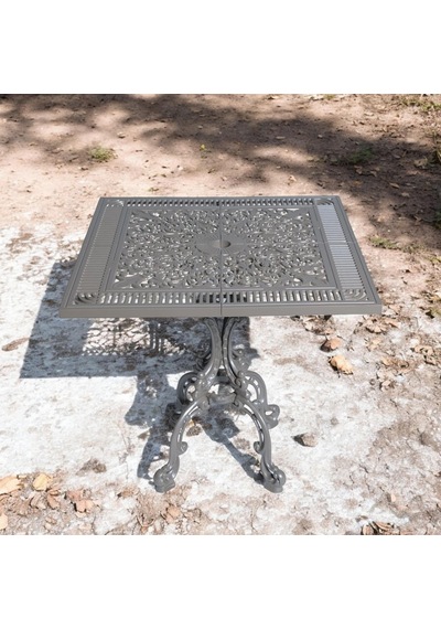 Alüminyum Döküm Bahçe Masası Cg-604 75x75 Cm Kare Döküm Bahçe Masası Antrasit