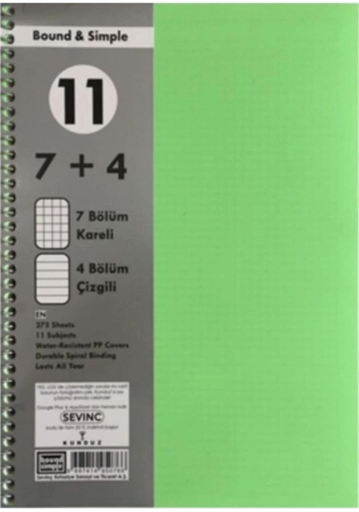 A4 7+4 275 Yaprak Pp Kapak Ayraçlı Defter Adet