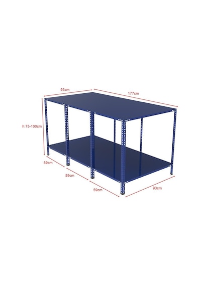 2 Katlı Renkli Paketleme Masası - Atölye, Depo, Hobi Çalışma Masası - Mavi Siyah-177x93 Cm-75 Cm Çok Renkli 2 Katlı Renkli Paketleme Masası - Atölye, Depo, Hobi Çalışma Masası - Mavi Siyah-177x93 Cm-75 Cm Çok Renkli