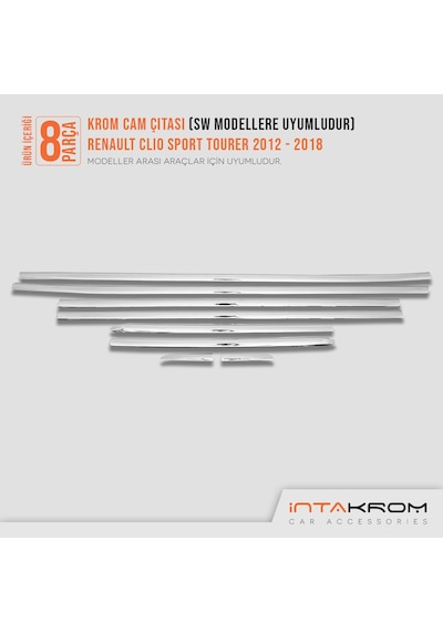 intakrom Renault Clio 4 Sport Tourer Krom Cam Çıtası 8 Parça 2012-2018 N11.5128