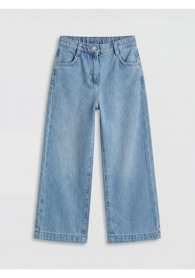 Özmarka Yeni Sezon Wideleg Taşlı Kız Çocuk Jean Pantolon Çok Renkli