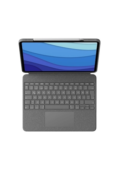 Logitech Combo Touch Apple Uyumlu iPad Pro 12,9 inç (5. ve 6. nesil) ile Çok Yönlü Türkçe Klavyeli Kılıf - Gri