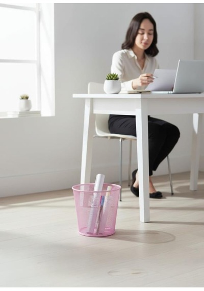 Nd-1060 Masaüstü & Masa Altı Metal File Çöp Kovası Small Organizer Toz Pembe