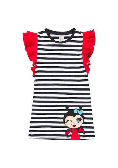 Denokids Lmg Uğurlu Kız Çocuk Çizgili Elbise Siyah