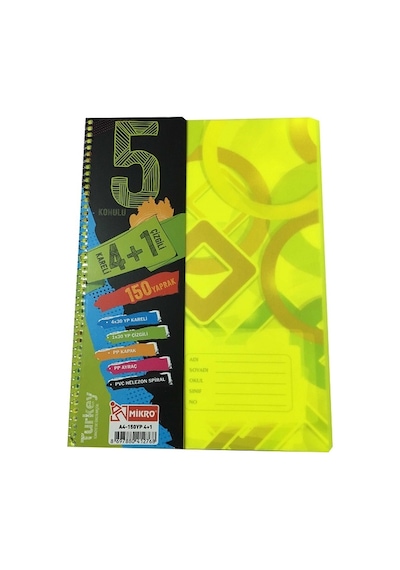 Mikro A4-150 Yaprak 4+1 Ayraçlı Konulu Defter Helezon Spiral