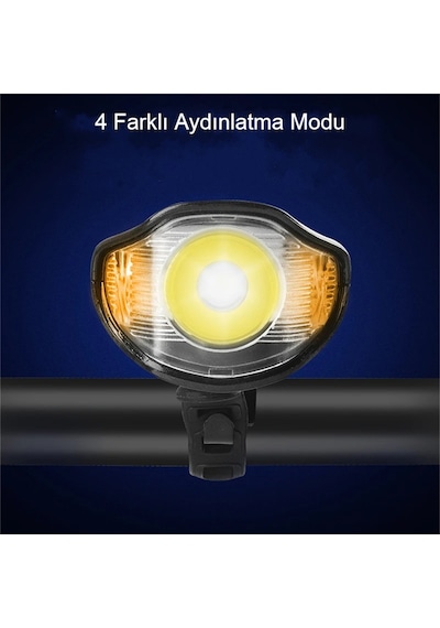 Şarjlı Bisiklet Işık Korna Lcd Hız Gösterge Su Geçirmez Led Fener