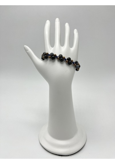 Yıldız Doğal Taş 6mm Ipli Karlı Obsidyen Ayarlanabilir Ölçü Doğal Taş Bileklik Siyah