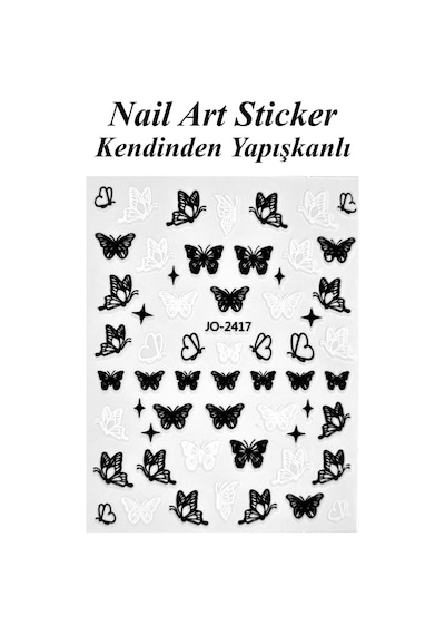 Nail Art Sticker Kendinden Yapışkanlı, Tırnak Süsleme, Tırnak Dövmesi Stikır 2417 Siyah-beyaz-2417