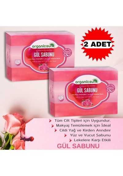 Organicsun Doğal Gül Sabunu 2 x 140 G