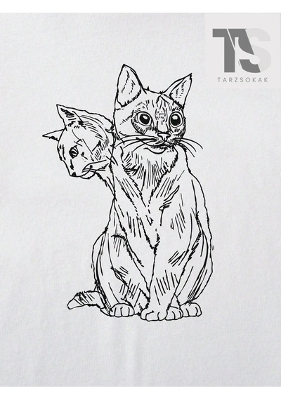 Startmore Goth Kadın Casual Kedi Baskılı T-shirt Beyaz