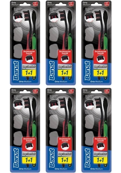 Banat Deep Clean Black Kapaklı Diş Fırçası Medium 2'li x 6 Paket