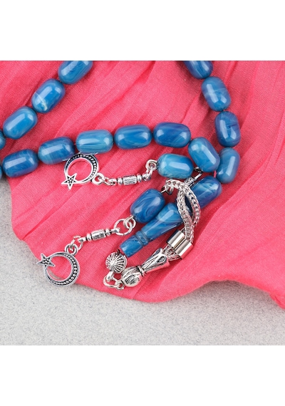 Sıkma Kehribar Kapsül Kesim Alpaka Püsküllü 7x11mm Tesbih 13581656