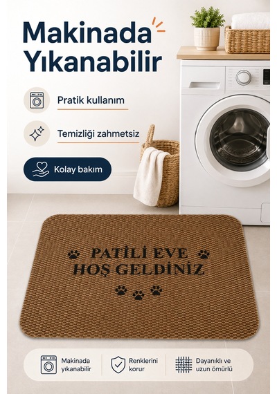 Hoşgeldiniz Desenli Kapı Önü Halı Paspas 40 X 60 Cm Bej