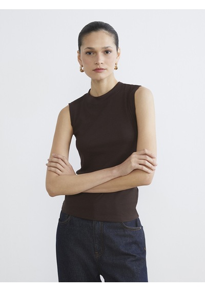 Lcw Modest Kahverengi Dik Yaka Fitilli Kadın Body