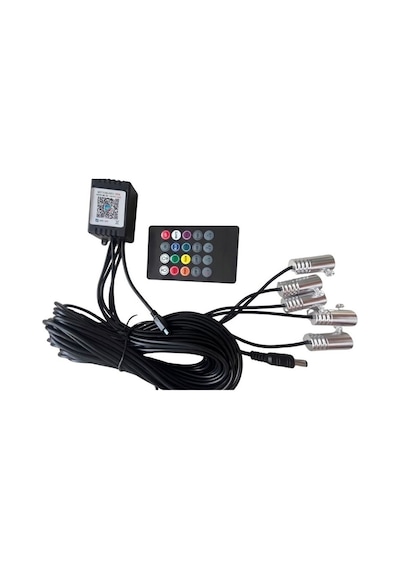 Araç Içi Atmosfer Ambiyans Led Neon Ip Led Rgb App Kontrollü 5 Parça