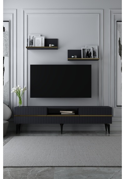 180dhdtrüç5aa Tedy Lazer Pleksi Desenli Raflı Tv Sehpası Ünitesi Antrasit-altın 180dhdtrüç5aa Tedy Lazer Pleksi Desenli Raflı Tv Sehpası Ünitesi Antrasit-altın
