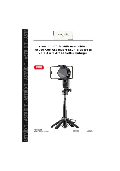Premium Görüntülü Araç Video Tutucu Cep Aksesuarı Ss24 Bluetooth V5.2 4'ü 1 Arada Selfie Çubuğu