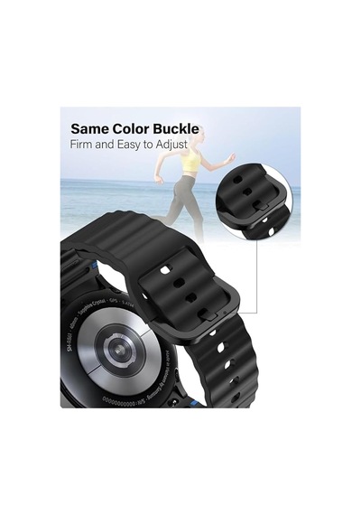 Covpor Wave Soft Silikon Spor Kordon Samsung Galaxy Watch 7 6 5 4 Fe 40 44 Mm Classic 42 43 46 47 Mm İle Uyumlu Siyah Çok Renkli