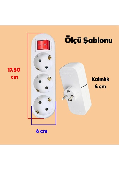 Golyat Anahtarlı Düğmeli 3'lü Grup Priz Fiş Priz Topraklı Çoklu Çoğaltıcı Kablosuz 0