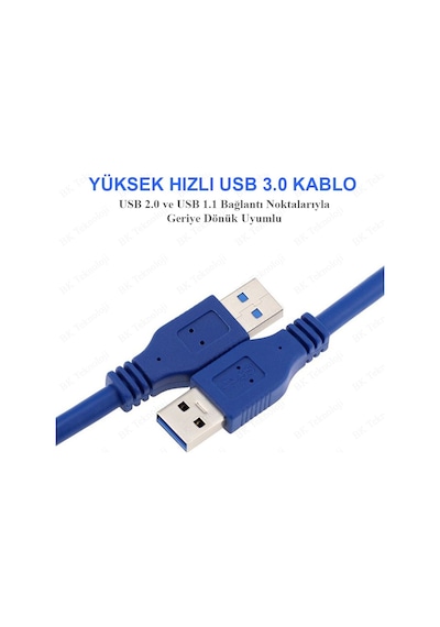 BK Teknoloji Yüksek Hızlı USB 3.0 Erkek-Erkek Data Kablosu 50 CM
