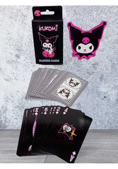 Kuromi Iskambil Pişti Oyun Kağıdı Briç Batak 52 Oyun Kağıdı A-30 Kuromi Rozet Hediyeli