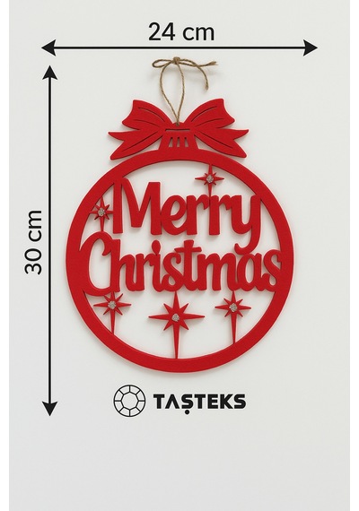 Merry Christmas Yılbaşı Süsü Kırmızı Keçe Kırmızı