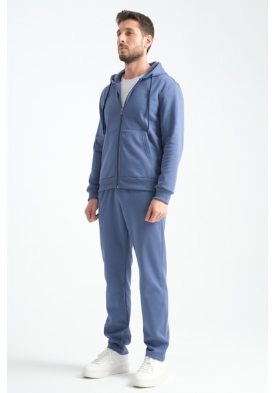 Shooter Sportswear Shooter Erkek Kışlık Eşofman Takımı Thermosoft Teknolojisi İçi Kuzu Görünümlü Regular Kalıp Minimal Logo Kapüşonlu İndigo