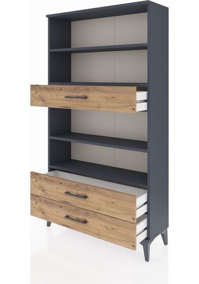 Arges Dolap 4 Raflı 3 Çekmeceli 88x30x163 Antrasit-çam Antrasit