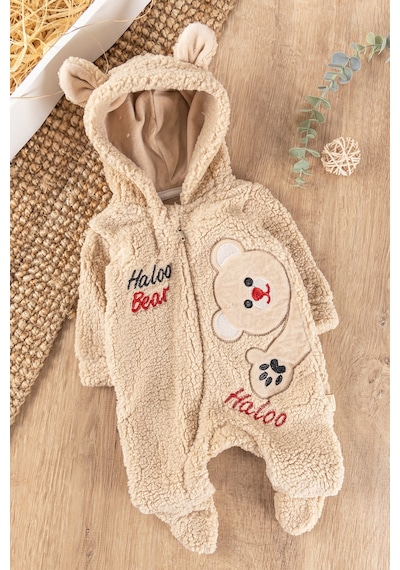 Babymod Ayıcık Figürlü Kapüşonlu Kışlık Welsoft Bebek Tulum 001