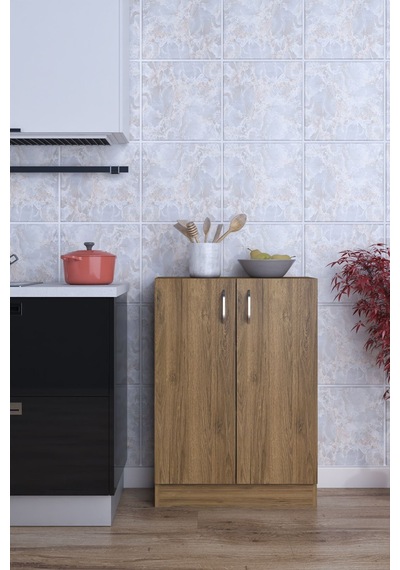 Masal Çok Amaçlı Dolap 2 Raflı 2 Kapaklı Mutfak Balkon Ceviz