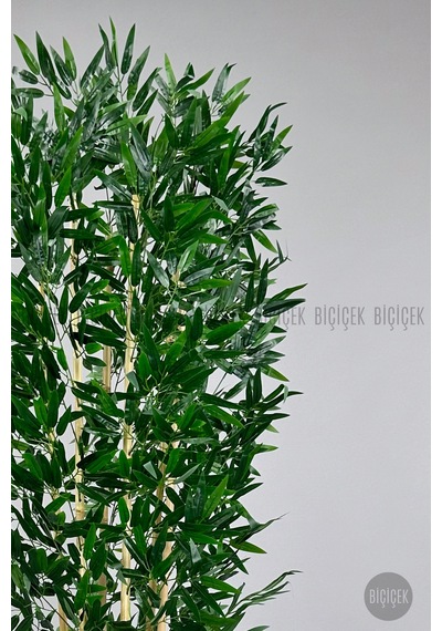 Yapay Bambu Ağacı 170cm Krem Silver Metal Saksıda Krem-silver