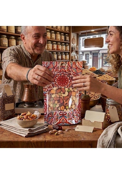 Şeffaf Pencereli Mandala Desenli Poşet, Kilitli Fermuar, Yeniden Kullanılabilir Saklama Torbası,hazır Doypack, Farklı Kullanım Alanları 100, 17,5x25