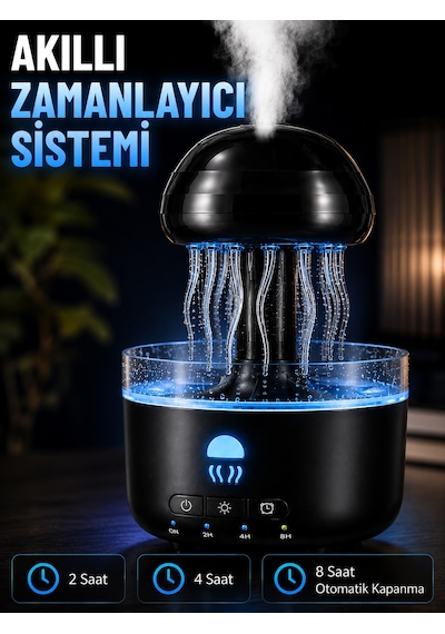 Denizanası Tasarımlı Ultrasonik Hava Nemlendirici Rgb Led Işıklı Sessiz Buhar Makinesi Zaman Ayarlı Diğer