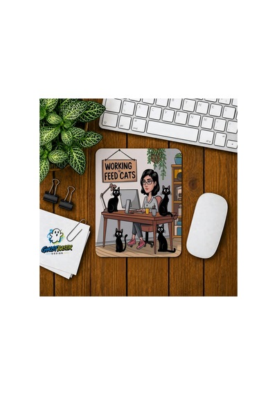 Kedi Besleme Baskılı Oyuncu Mousepad 0114