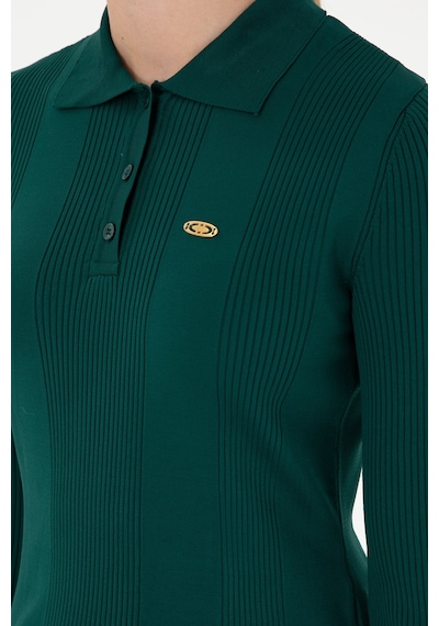U.S. Polo Assn. Kadın Koyu Yeşil Polo Yaka Kazak 50297087-VR101
