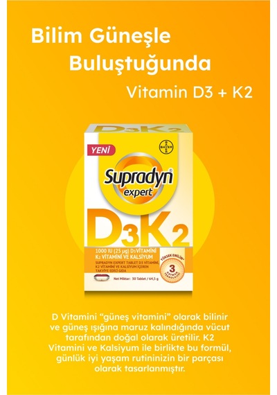 Supradyn Expert D3k2 Ve Kalsiyum 30 Tablet X 2 Adet