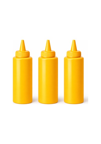 Sosluk Sıkma Şişesi 3 Adet 750 Ml Bpa Free Hardal Sos Şişesi Endüstriyel Kullanım Sarı