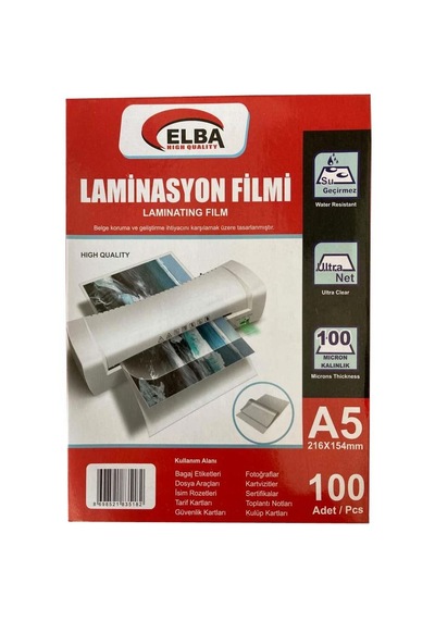 Elba Laminasyon Filmi A5 100 Micron 100 Lü 154 X 216 Mm Laminasyon Filmi