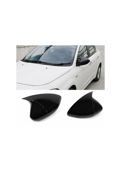 Fiat Egea 2015+ Batman Yarasa Ayna Kapağı Parlak Siyah Sportif Yan Ayna Kaplaması
