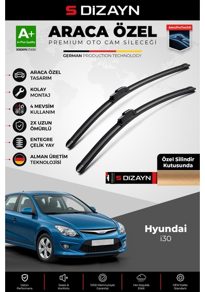 S-dizayn Hyundai İ30 Ön Cam Silecek Seti 2010-2012 Premium Araca Özel 60-45 Cm A+ Kalite